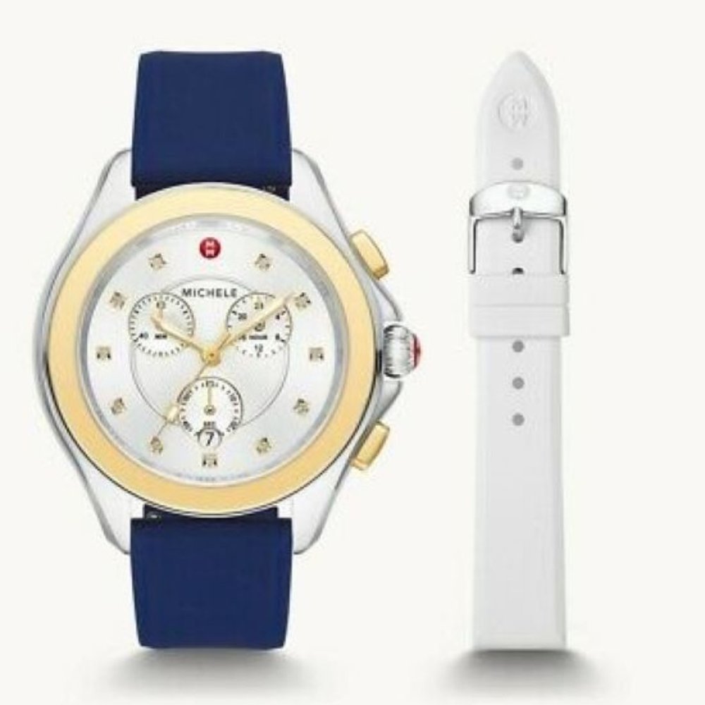 Michele Cape Chrono Two-Tone Gold And Stainless Steel Watch Set MWW27E001SET